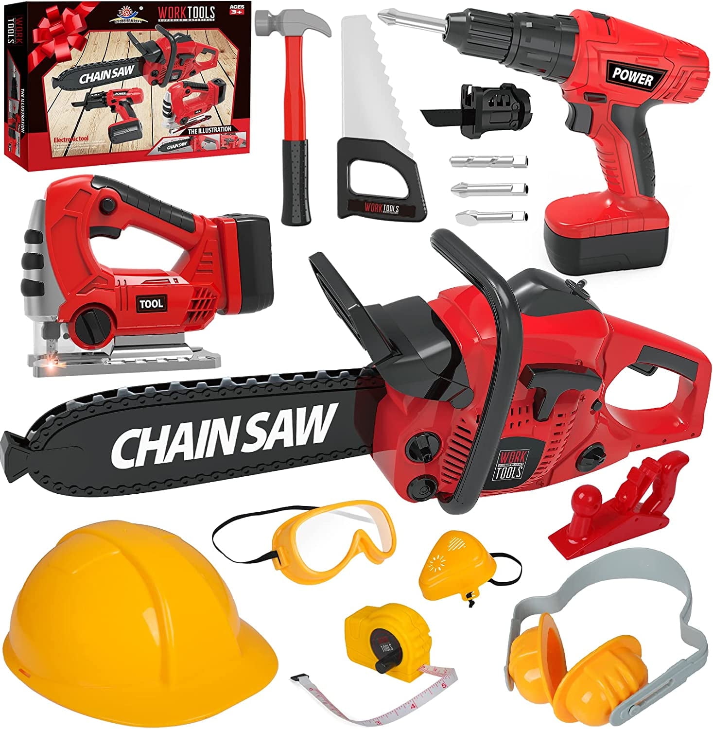 Kidzlane Construction Toolbox Set | 20pcs Toy Tools with Realistic