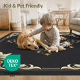 thumbnail image 4 of ODIKA 9'x12' Washable Area Rug Medallion With Vintage Moon Phase Border Snake Gothic Celestial Playful for Great Room, Indoor Concept, Large Living Low Pile, Flatwoven, 4 of 7