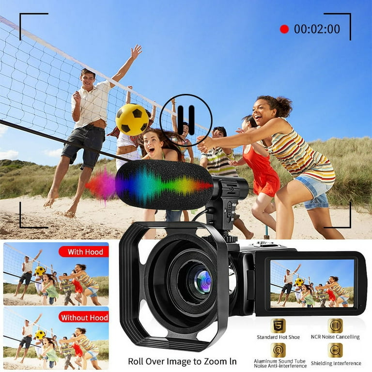 lovpo 4K Video Camera, Camcorder 48MP Ultra HD WiFi Vlogging Camera for   18X Zoom 3.0 Touch Screen Digital Camera with Microphone,  Stabilizer