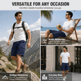 thumbnail image 4 of Puztloy Men's Cargo Shorts Work Gym Medium Elastic Waist Drawstring with Zippered Pockets Relaxed Fit Outdoor Casual Pant, 4 of 8