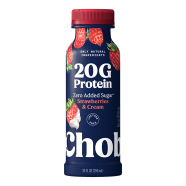 Chobani 20G Protein Low-Fat Greek Yogurt Drink Strawberries & Cream 10 fl oz Bottle