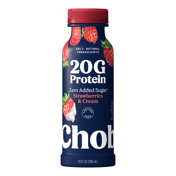 Chobani 20G Protein Low-Fat Greek Yogurt Drink Strawberries & Cream 10 fl oz Bottle