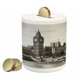 thumbnail image 1 of London Piggy Bank, Westminster Big Ben and Bridge Nostalgic Image British Antique Architecture, Ceramic Coin Bank Money Box for Cash Saving, 3.6" X 3.2", Sepia White, by Ambesonne, 1 of 4