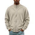 thumbnail image 6 of Men's Corduroy Mock Neck Zip Up Jacket Cardigan Sweatshirt for Fall Outfits Stand Collar for Casual Cool Weather, 6 of 6