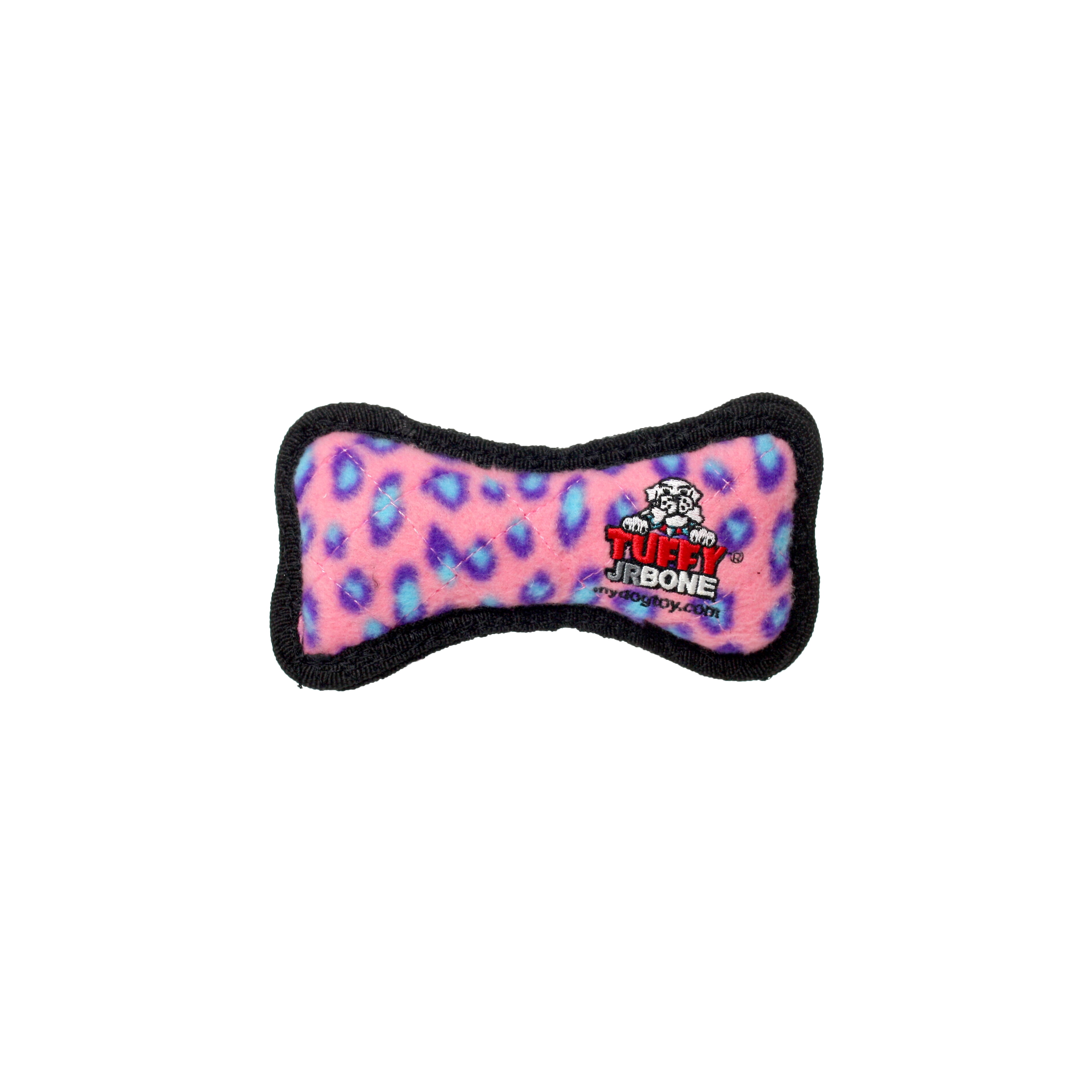 TUFFY® Jr Bone Pink Leopard, 2-Pack, Durable Plush Squeaky Dog Toys