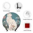 thumbnail image 4 of Yiaed Celestial Cat And Flowers Print Bone China Decorative Plate Ceramic Dinner Plates Art Crafts with Display Stand-6in, 4 of 6