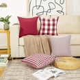 thumbnail image 2 of Red Plaid Decorative Throw Pillow Covers 20x20 Set of 4, Burgundy Red and White Christmas Couch Pillows 20 x 20, Red Buffalo Checkered Living Room Decor Pillows Also for Front Porch, 2 of 6
