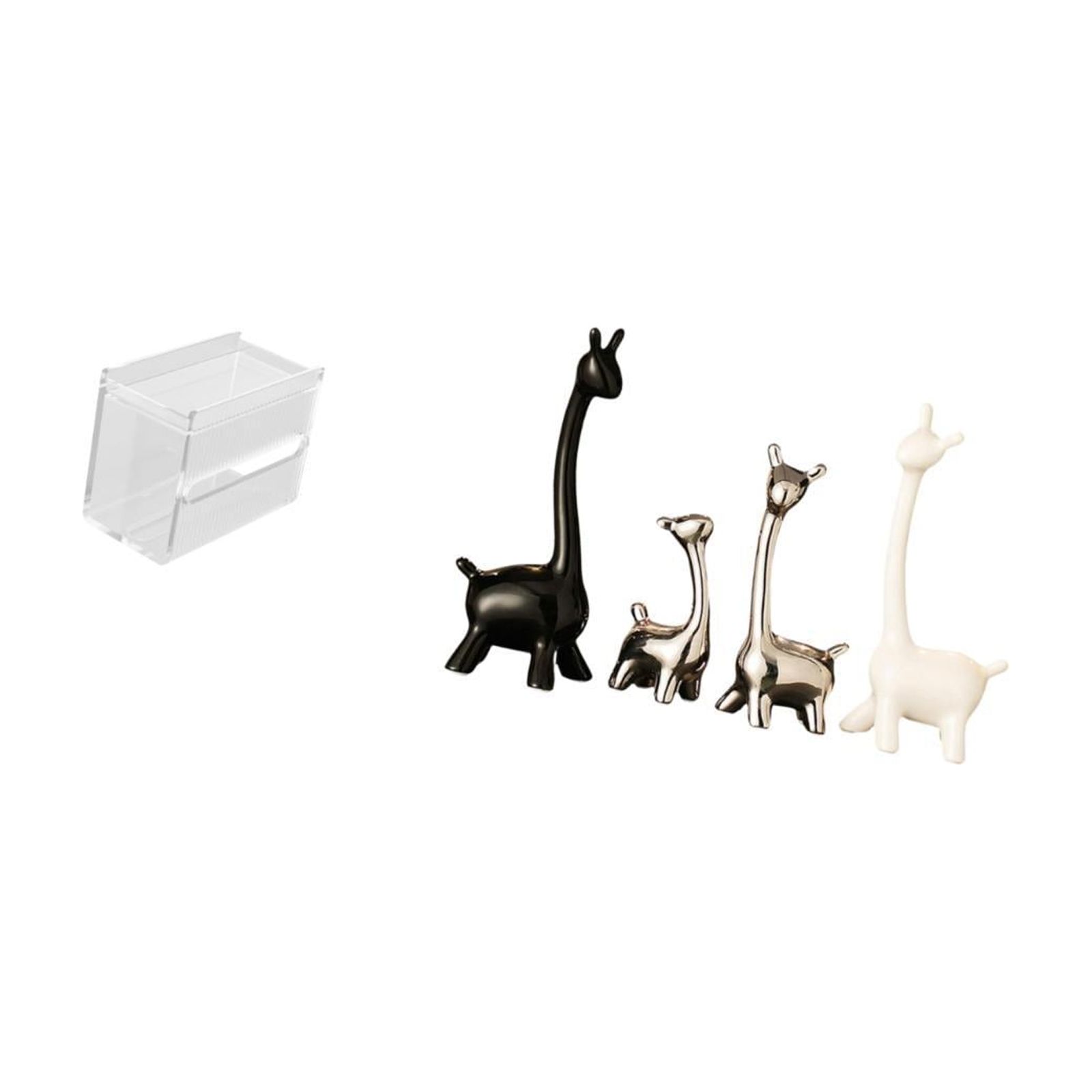 Fiocias Acrylic Toilet Paper Storage Box Modern Paper Towel Dispenser Wall Mounted Toilet Tissue Paper Holder Giraffe Figurines Ceramic Statue Furnishing Tabl