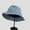 Light Blue, variant on Women's Denim Bucket Hat Foldable with Smiley Face Embroidery- Dark Blue