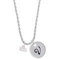thumbnail image 1 of Delight Jewelry Silvertone Mini Year 2022 Silvertone Script Initial Disc - V - Charm Necklace, 20"+3", 1 of 4