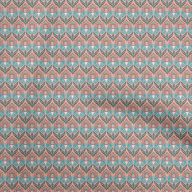 oneOone Polyester Spandex Peach Fabric Asian Suzani Craft Projects Decor Fabric Printed By The Yard 56 Inch Wide