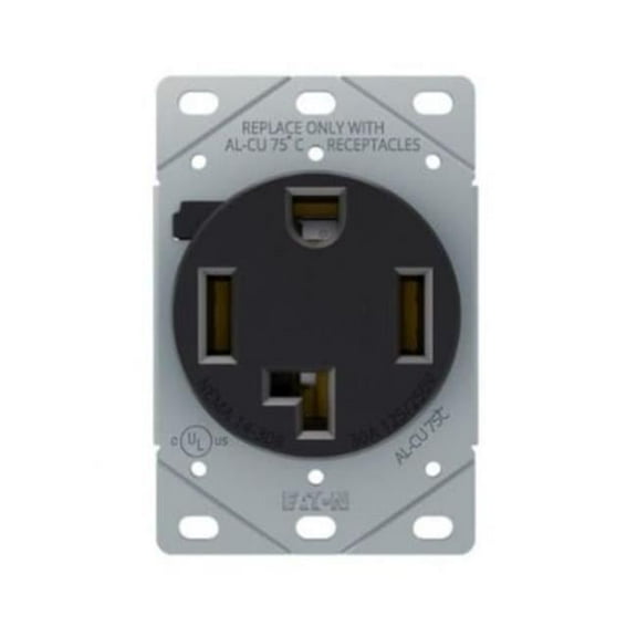 Cooper Wiring AH1257BK-F 250V 30A 3-Pole 4-Wire Receptacle Flush Mount, Black