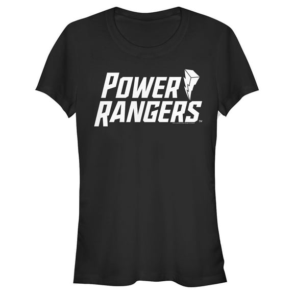Junior's Power Rangers Classic Lightning Bolt Logo Graphic Tee Black Medium