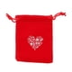 thumbnail image 5 of Paquete de 10 bolsitas navideñas de terciopelo con cordón ajustable en forma de corazón para joyería, dulces y regalos de boda. Rojo brillante, 5 of 6