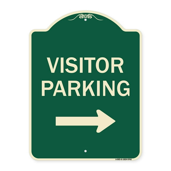 SignMission Designer Series Sign - Visitor Parking (With Right Arrow) | Green 18" x 24" Heavy-Gauge Aluminum Architectural Sign | Protect Your Business & Municipality | Made in the USA