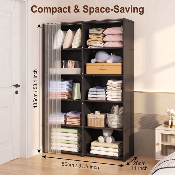 Adult Adjustable Shelves 1-Shelf Closet Organizer, Black