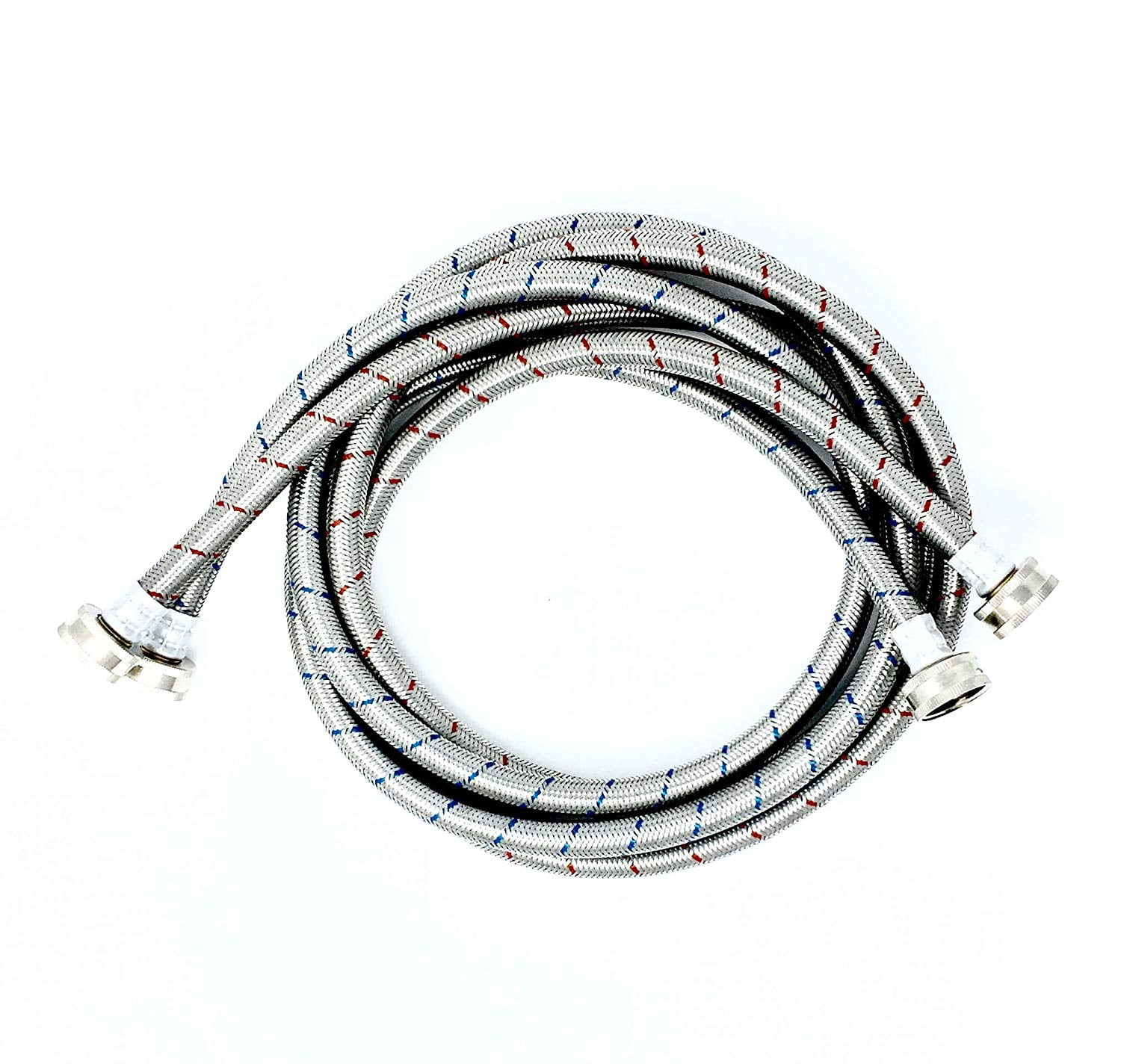 Grey - 2 Pack Washer Hoses Partsmaster 6 ft PMWSS-6 