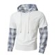 thumbnail image 3 of MHFRRA Sudadera con Capucha y Estampado de Cuadros, de Manga Larga, Informal, de Dos Piezas, para Otoño E Invierno, Ropa de Calle Cómoda para Uso Diario Blanco, 3 of 5