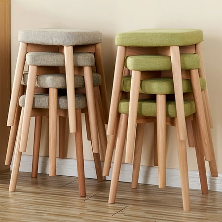 Wooden Stackable Stool Solid Wood, How To Recover Bar Stools With Fabric
