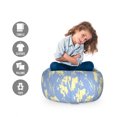 thumbnail image 2 of Floral Storage Toy Bag Chair, Botanical Theme Abstract Flowers and Leaves Image in Monochrome Style, Stuffed Animal Organizer Washable Bag, Large Size, Pale Sky Blue and Cream, by Ambesonne, 2 of 3