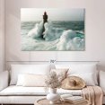 thumbnail image 2 of Elephant Stock Lighthouse In A Storm Wall Art - Horizontal Canvas Wall Art - Living Room Wall Decor - Nautical Canvas - Blue And Teal Decor - 48" x 32", 2 of 8