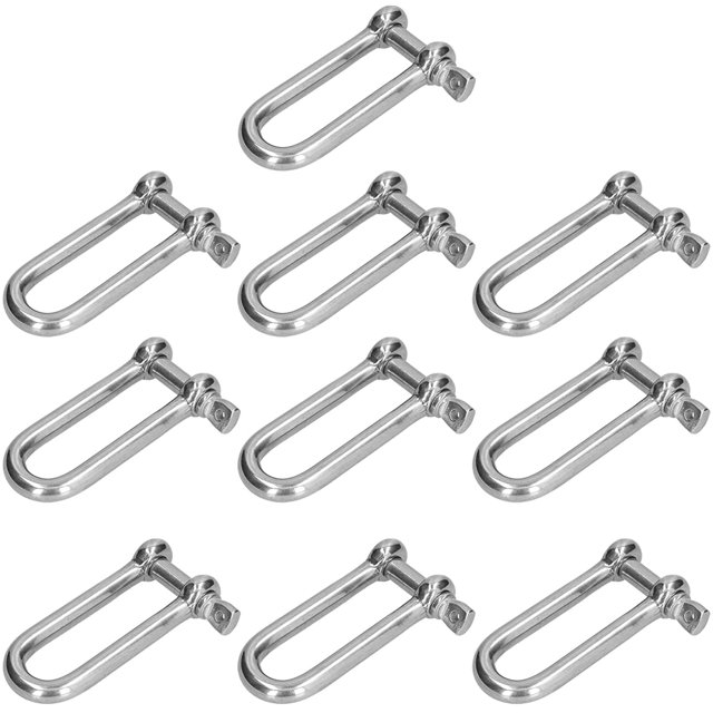 ZOUSSIQI Long Manille, Acier Inoxydable 304, Vis d'Ancrage Droite, Chaîne, Connecteur de Fil (10 Pcs M4) CA919-28038
