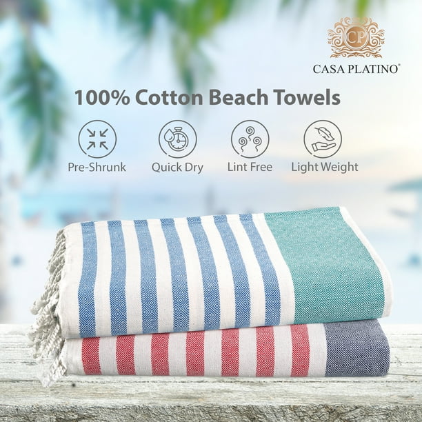 Casa Platino 100 Cotton Beach Towel with Bag 2 Piece Towels Oversized 39 x71 Pool Absorbent Extra Large Quick Dry Sand Travel Towel Stripe Walmart Business Supplies