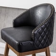 thumbnail image 6 of Counter Height Bar Stools Set of 2, Swivel Bar Stool with Back and Footrest, Upholstered Kitchen Island Chairs Barstools for Home Bar, Pub, Breakfast Nook, Dining Room, Black, 6 of 8