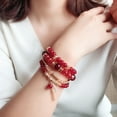 thumbnail image 3 of YUEHAO Bracelets Women Bohemian Hand String Ocean Style Multi Circle Pearl Bracelet Red, 3 of 7