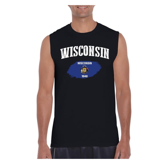 Men's Graphic T-Shirt Sleeveless - Wisconsin Flag
