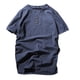 thumbnail image 2 of Blusas y camisas de manga corta con cuello en V para hombre, cómodas, lisas, de manga corta, con cuello en V, estilo jersey, informales, de poliéster., 2 of 3