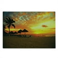 thumbnail image 2 of Seaside Cutting Board, Sunset Scene at Beach Resort Silhouette Romantic Honeymoon Vacation Photo Print, Decorative Tempered Glass Cutting and Serving Board, Large Size, Orange Yellow, by Ambesonne, 2 of 5