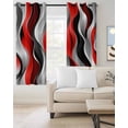 thumbnail image 2 of Red Black Grey Blackout Curtains 63 Inches Long for Bedroom, Geometric Moire Artwork Modern Abstract Thermal Insulated Room Darkening Black Out Window Curtain Panels Grommet Drapes for Living Room, 2 of 8
