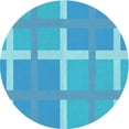 thumbnail image 1 of Ahgly Tapis Rond Lavable en Machine Intérieur Transitionnel Turquoise Bleu Vif, 8 Pieds Rond, 1 of 7