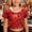 Red, variant on Sparkly Glitter Performance Top For Girls And Boys Cheerleading Short Sleeve Tee Stage Show Outfit T-Shirts Kids Short Sleeve Crewneck Solid Basic Tees Casual Tops