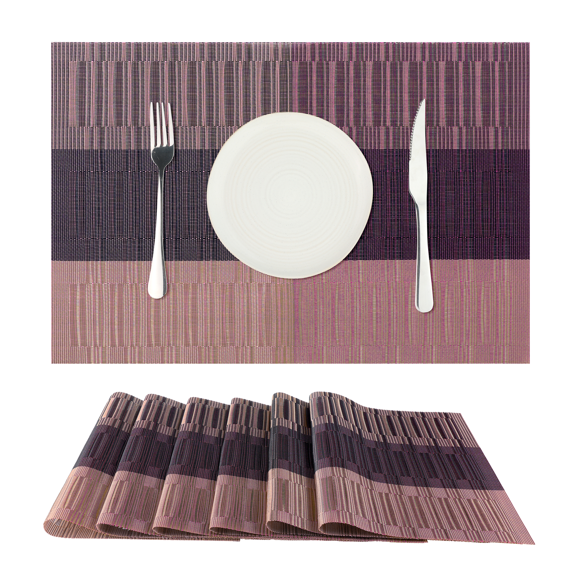 Unique Bargains Placemats Set of 6, Heat-Resistant Placemat, Polyvinyl Chloride Place Mats Red Black 18x12 inch