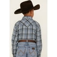 thumbnail image 4 of Cody James Boys' Plaid Print Long Sleeve Snap Western Flannel Shirt Blue   US, 4 of 4