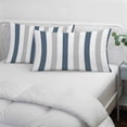 thumbnail image 4 of Blue Gray Striped Throw Pillow Cover, Pillowcase Protectors with Zipper, Breathable Decorative Lumbar Pillow Case Cover, Farmhouse Stripe Art Pillow Shams for Couch Sofa 16x24Inch, 4 of 8