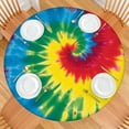 thumbnail image 2 of Colorful Rainbow Tie Dye Spiral Pattern Round Fitted Tablecloth with Elastic Edge,Dining Table Cover Waterproof,Outdoor Round Tablecloth for Camping,Dining,Indoor and Outdoor, 2 of 7