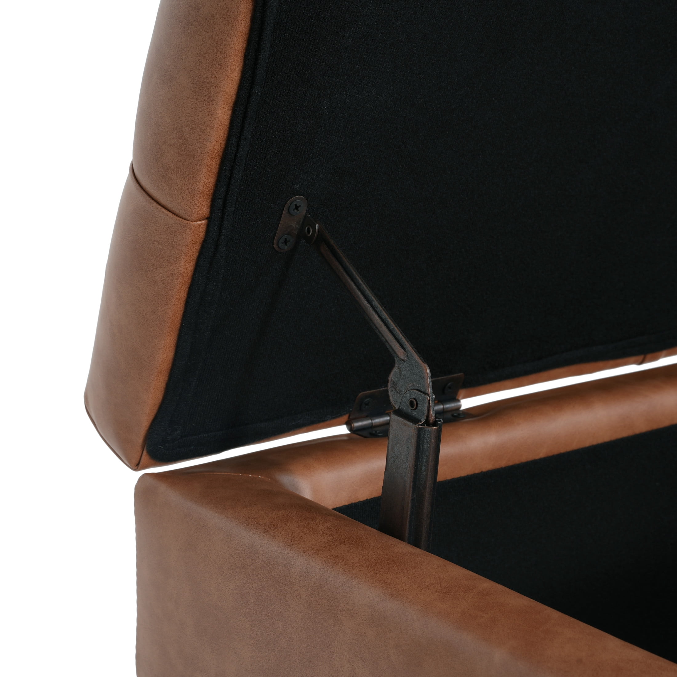 Christopher Knight Home Storage Ottoman Bench with Button Tufted, PU Leather Upholstery, Cognac Brown
