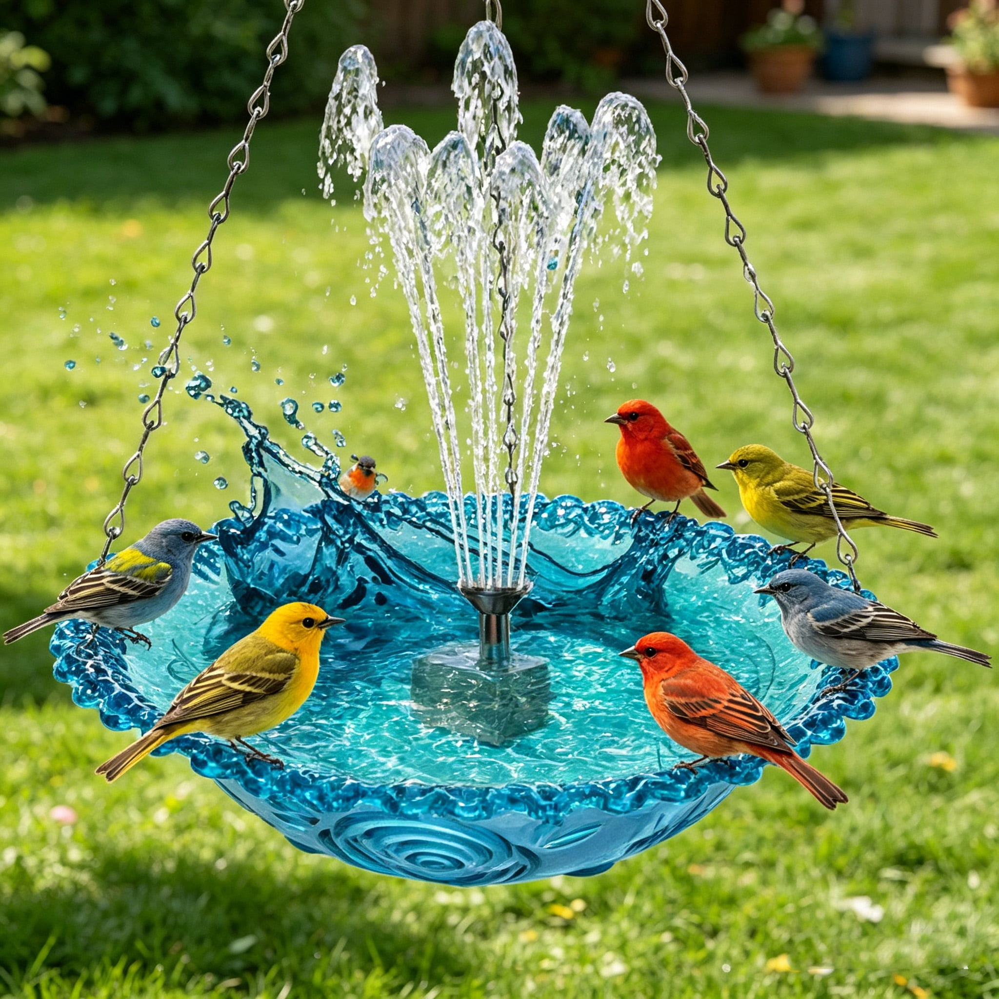 Stijggn Solar Fountain for Bird Bath Outdoor Hanging USB Powered Water Fountain Bird Bath Perfect for Backyard Decor, Patio Decoration, Garden Parties and Outdoor Relaxation