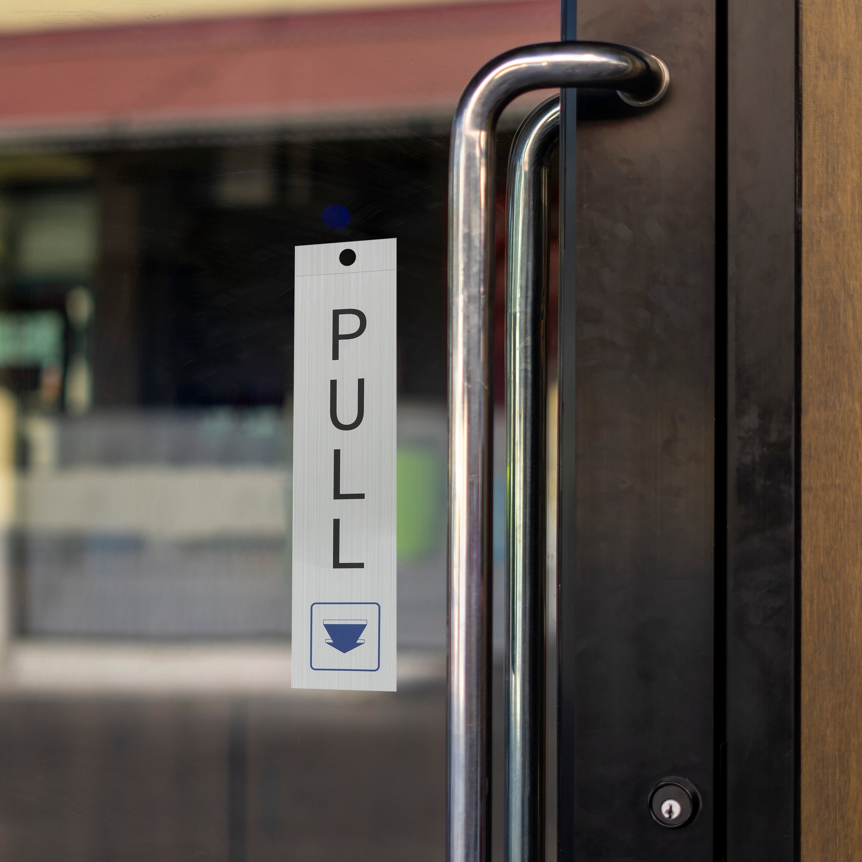 (6 pack) Pen+Gear Pull Door Sign, 2x8" - Silver, Clear Text & Symbol, Made from Tear-Resistant Mylar
