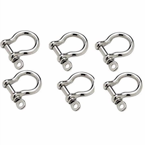 Six Marine Grade Stainless Steel Bow Shackles 1/8""