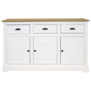 Sunnydaze 52 Solid Pine Sideboard Cabinet with 3 Doors 3 Drawers and Adjustable Shelf, White