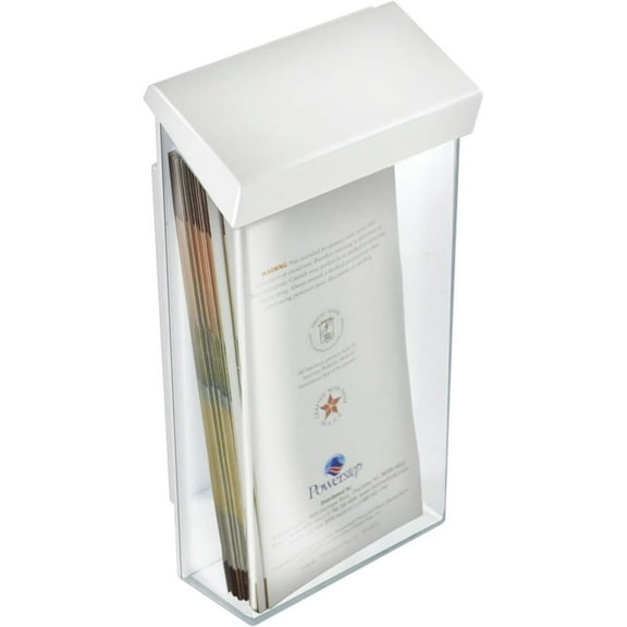 Bilot 252961 Outdoor Adhesive Wall Mount Trifold Brochure Holder w/White Lid for 4"W x 9"H Literature, 2 Pack