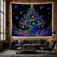 thumbnail image 6 of Stylized Tree Composed With Swirling Bands Luminescent Green, Mystical Fantasy for Space Lovers, Galaxy Room Decor, Christmas Gift, Tapestry Wall Hanging for Bedroom and Dorm, 6 of 7