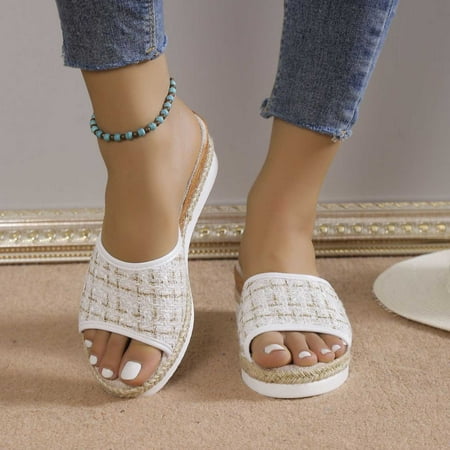 

mtvxesu Slides Women s Summer Plus-size Mesh Fabric Wedge Sandals Comfortable Sandals Women s Slide Sandals Outdoor Slides for Women Summer Savings