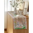 thumbnail image 5 of Table Runner 36 Inches Long for Kitchen Dining, Easter Dresser Scarf Farmhouse, Dining Table Decorations for Wedding/Parties, Rabbit Colorful Eggs Flowers Plants Wooden Grain 13 x 36 In, 5 of 8