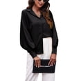 thumbnail image 3 of Txlixc Blusa de mujer, camisa de botón de manga larga con solapa de color sólido Txlixc moda, 3 of 7