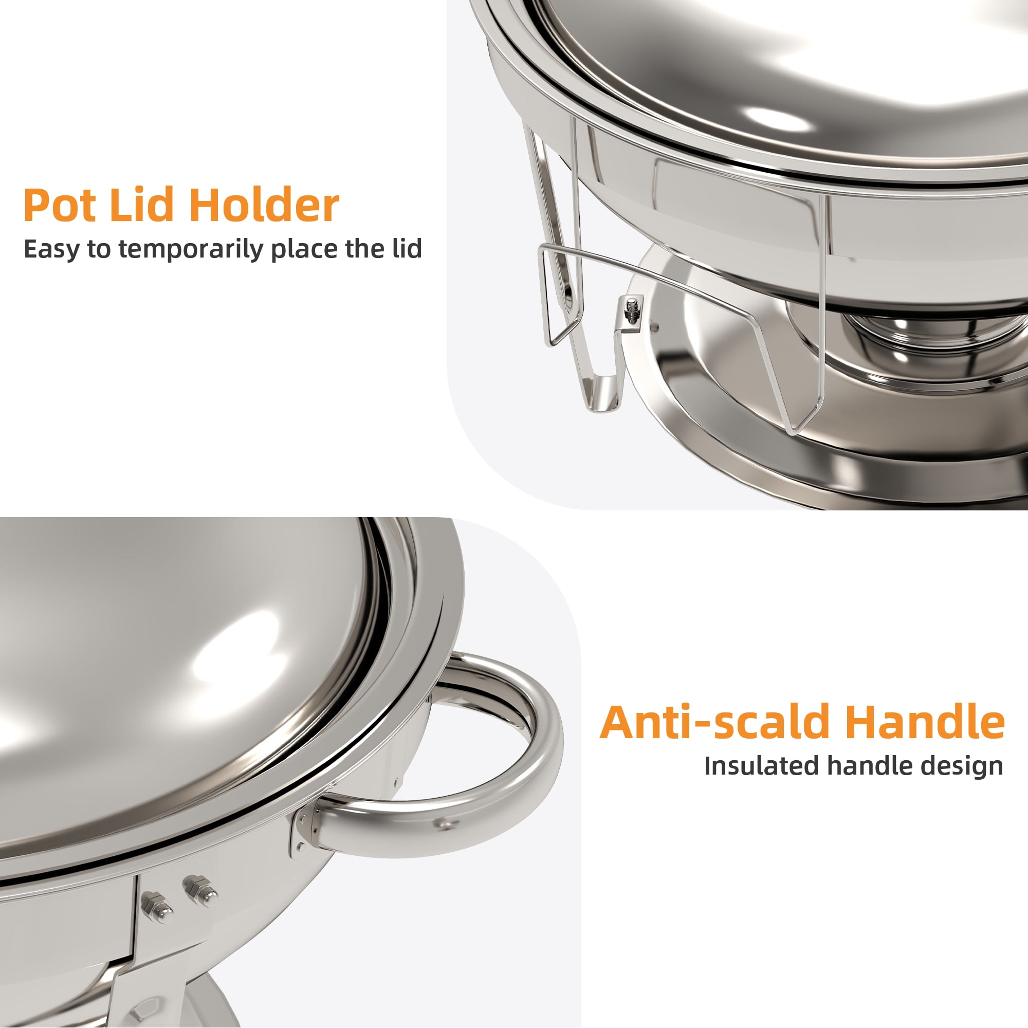 Uforic Chafing Dish Buffet Set, 4 Pack 9L Stainless Steel Round Catering Warmer Set with Water Pan